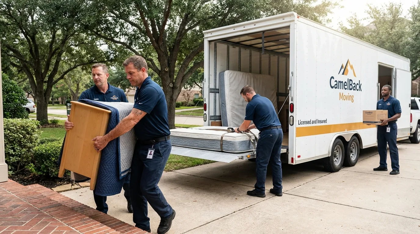 Crew loading residential truck for cross-state move from Medford, OR